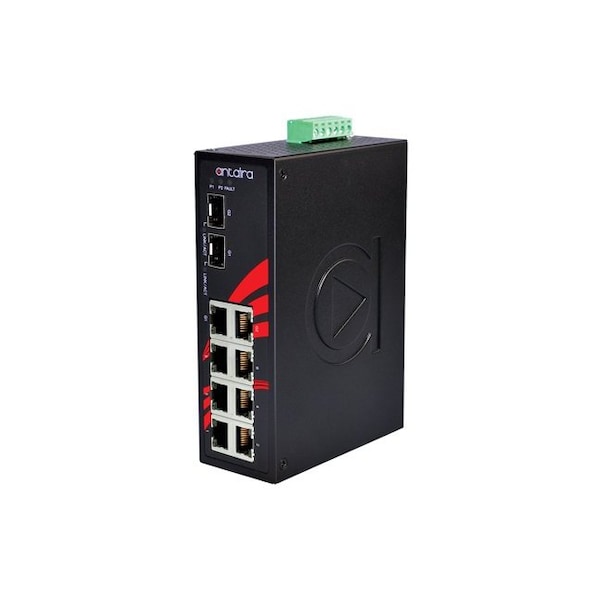 8-Port Industrial Unmanaged Ethernet Switch, w/6-10/100Tx + 2-Gigabit Combo Ports